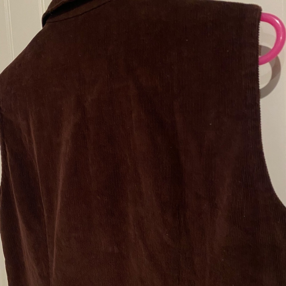 Retro Vintage Brown women corduroy dress, sleeveless sz Large, zip up, 70s style - Picture 6 of 6